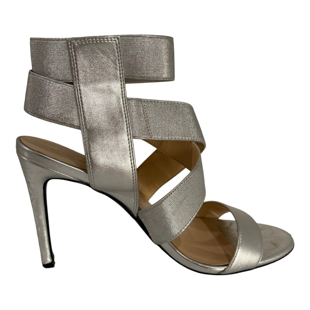 Nine West Silver Side Zipped Sandals, Size 10
